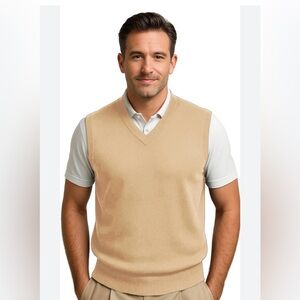 🏌️‍♂️⛳️Saddlebred Men's V-Neck Sweater Vest in Tan